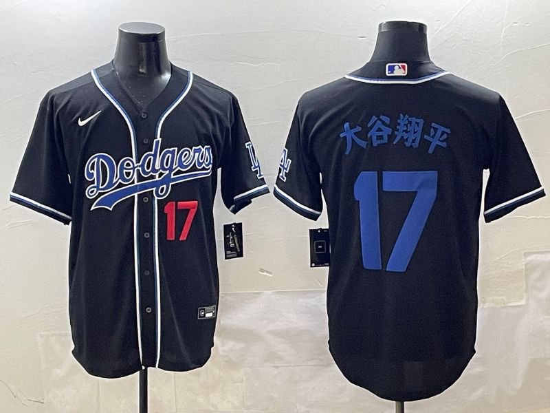 Men Los Angeles Dodgers #17 Ohtani Black blue Three generations Nike 2025 MLB Jersey style 17->los angeles dodgers->MLB Jersey